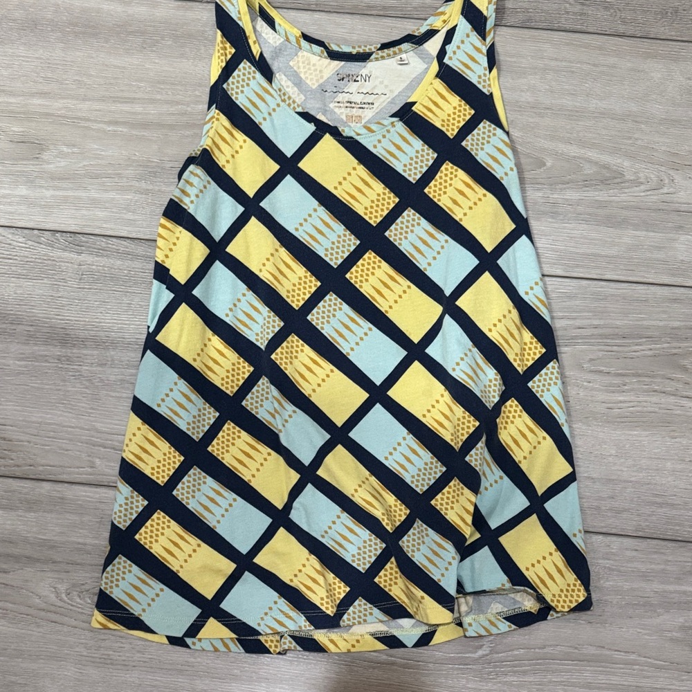 UNIQLO Yellow and Blue Patterned Tank Top